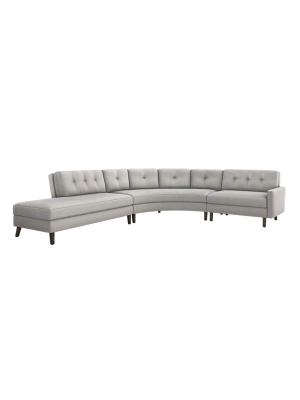 Interlude Home Aventura Left Chaise 3 Piece Sectional - Light Gray