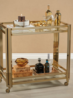 Mayfair High Gloss Gold Bar Cart