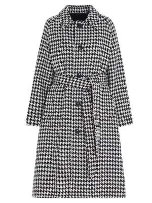 Ami Checked Belted Coat