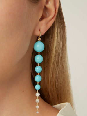 18k Gold And Turquoise Earrings