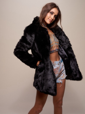 Black Panther Collared Faux Fur Coat | Women's