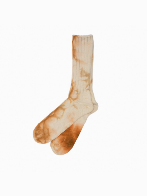 Uneven Dye Crew Socks - Light Brown