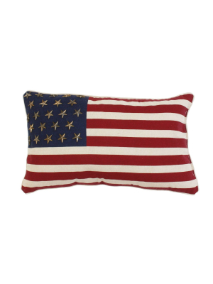 Décor Therapy 12"x20" American Flag With Studs Throw Pillow Red