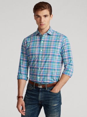 Custom Fit Plaid Poplin Shirt