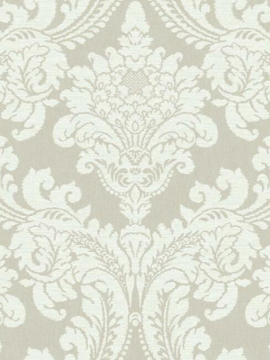 Tapestry Damask Wallpaper In Off-white From The Grandmillennial Collection By York Wallcoverings