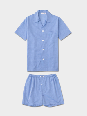 Derek Rose Amalfi 1 Short Pajama Set In Blue