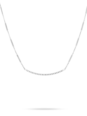 Marco Bicego® Goa Collection 18k White Gold Pave Diamond Bar Necklace In White Gold