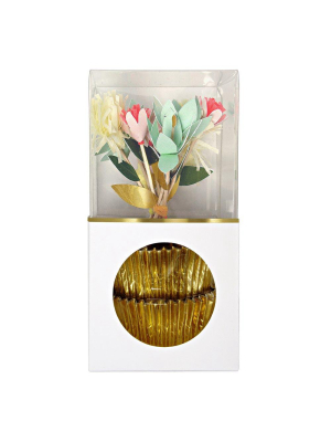 Flower Bouquet Cupcake Kit (x 12 Toppers)