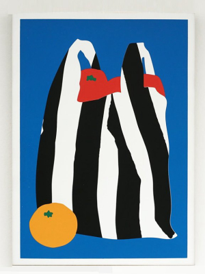 Striped Bag Full Of Tomatoes With An Orange On The Side Screenprint