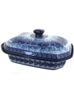 Blue Rose Polish Pottery Joanna Large Covered Baking Dish