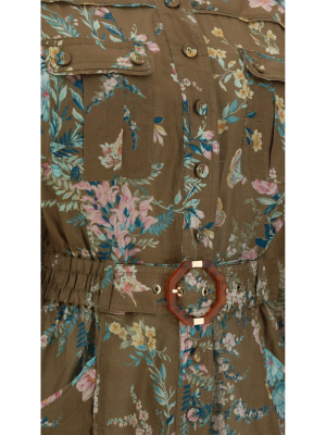 Zimmermann Floral Print Belted Playsuit