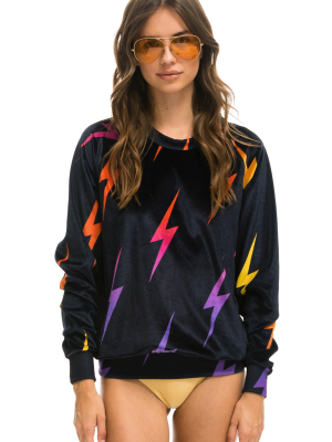 Velvet Bolt Repeat Crew Sweatshirt - Black