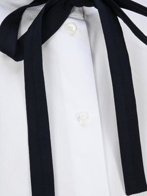 Chloé Bow Ruffled High-neck Shirt