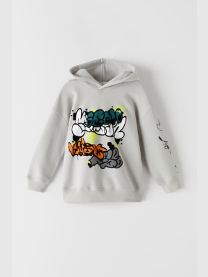 Flocked Graffiti Sweatshirt