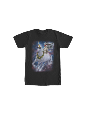 Men's Lost Gods Ugly Christmas Cat Unicorn Space Song T-shirt