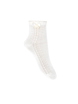 Condor Ankle Sock With Bow - White