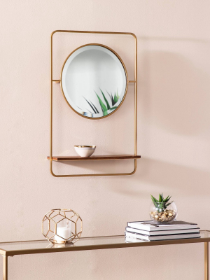 30" Condy Entryway Mirror With Shelf Brown - Aiden Lane