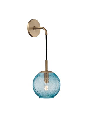 Rousseau 1 Light Wall Sconce-blue Glass Aged Brass