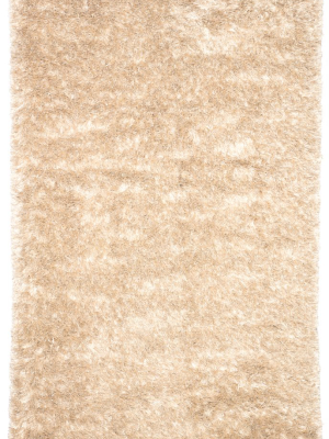 Nadia Shag Solid Ivory & Gold Area Rug