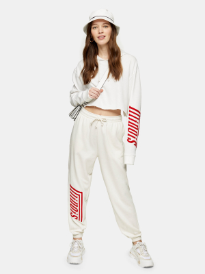 White Illinois Slogan Detail Sweatpants