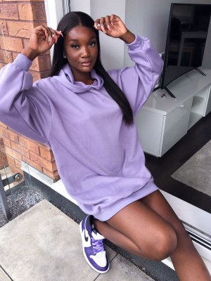 Asos Design Mini Sweatshirt Hoodie Dress In Purple