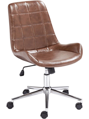 Studio 55d Daniel Brown Faux Leather Adjustable Office Chair