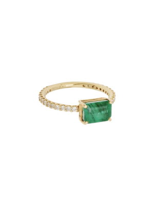 Emerald Solitaire Ring - Gold