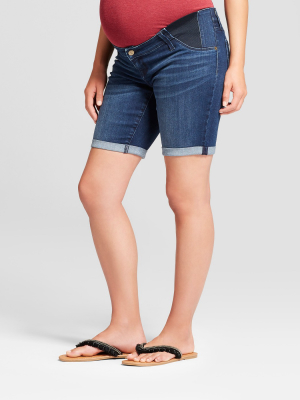 Maternity Inset Panel Bermuda Jean Shorts - Isabel Maternity By Ingrid & Isabel™ Dark Wash 00