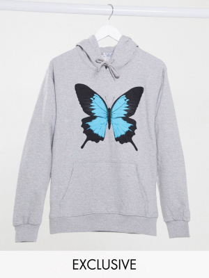 Rokoko Oversized Hoodie With Butterfly Graphic