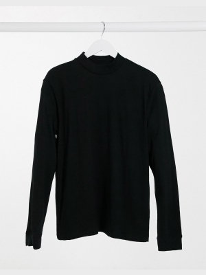 Topman Long Sleeve Turtleneck T-shirt In Black