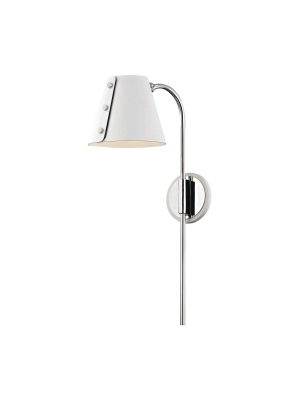 Polished Nickel/white Meta Sconce