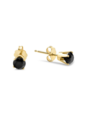 Pompeii3 1ct Black Diamond Studs In 14k Yellow Gold