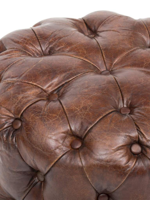 Buttoned Up Stool, Brown