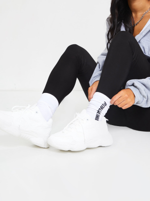 White Wide Fit Chunky Bubble Sole Panelled Up...