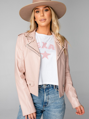 Buddylove Trish Vegan Leather Studded Jacket - Blush