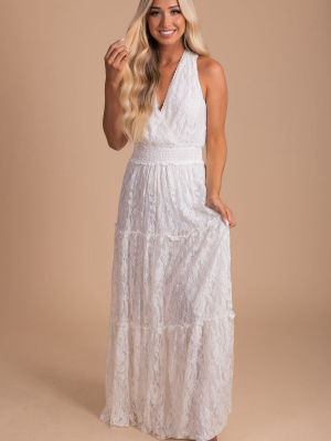 Forever Mine Lace Maxi Dress - White