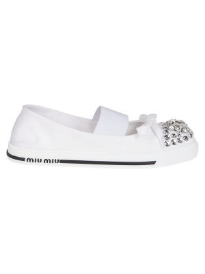 Miu Miu Crystal Embellished Sneakers