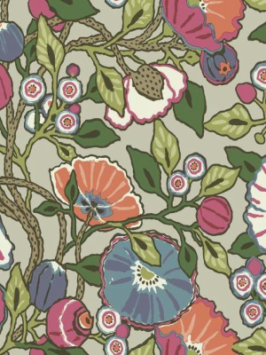 Vincent Poppies Wallpaper In Brights From The Conservatory Collection By York Wallcoverings