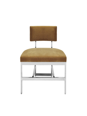 Modern Dining Chair With Nickel Base And Cushion In Various Colors