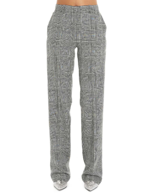 Versace Checkered High Rise Straight Trousers