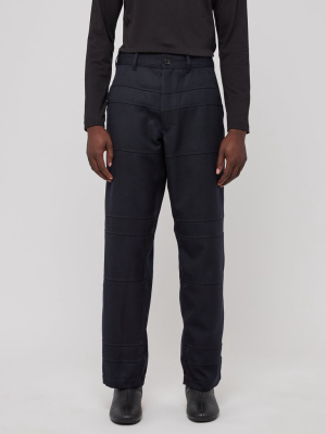 Wool Panelled Pants In Navy