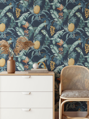 Jungalow Abundance Wallpaper In Blue - Autumn