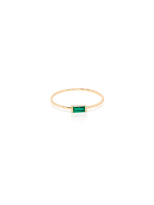 14k Medium Emerald Baguette Ring | May Birthstone