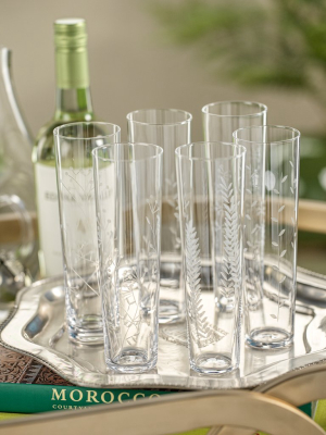 Flora Etched Flute - Set Of Six Assorted