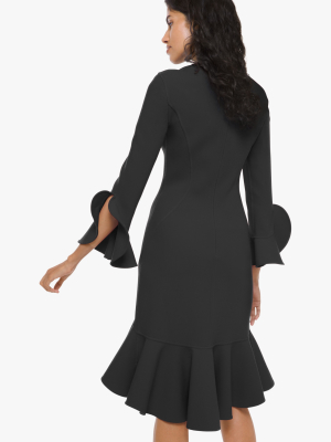 Flounce Sleeve Sheath Dress