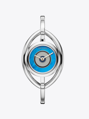 Evil Eye Bangle Watch, Stainless Steel/ivory, 25 Mm