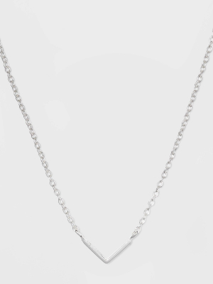 Sterling Silver V Bar Necklace - Silver