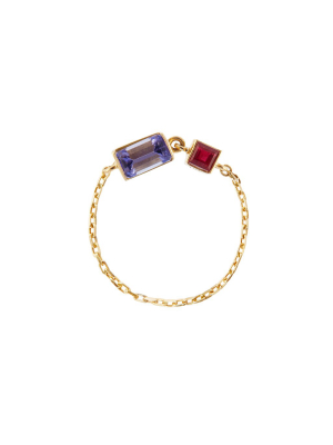 Tanzanite & Ruby Chain Ring