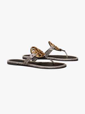 Miller Metal-logo Sandal, Embossed Leather