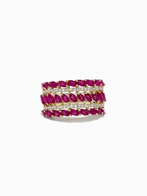 Effy 14k Yellow Gold Ruby And Diamond Ring, 2.96 Tcw